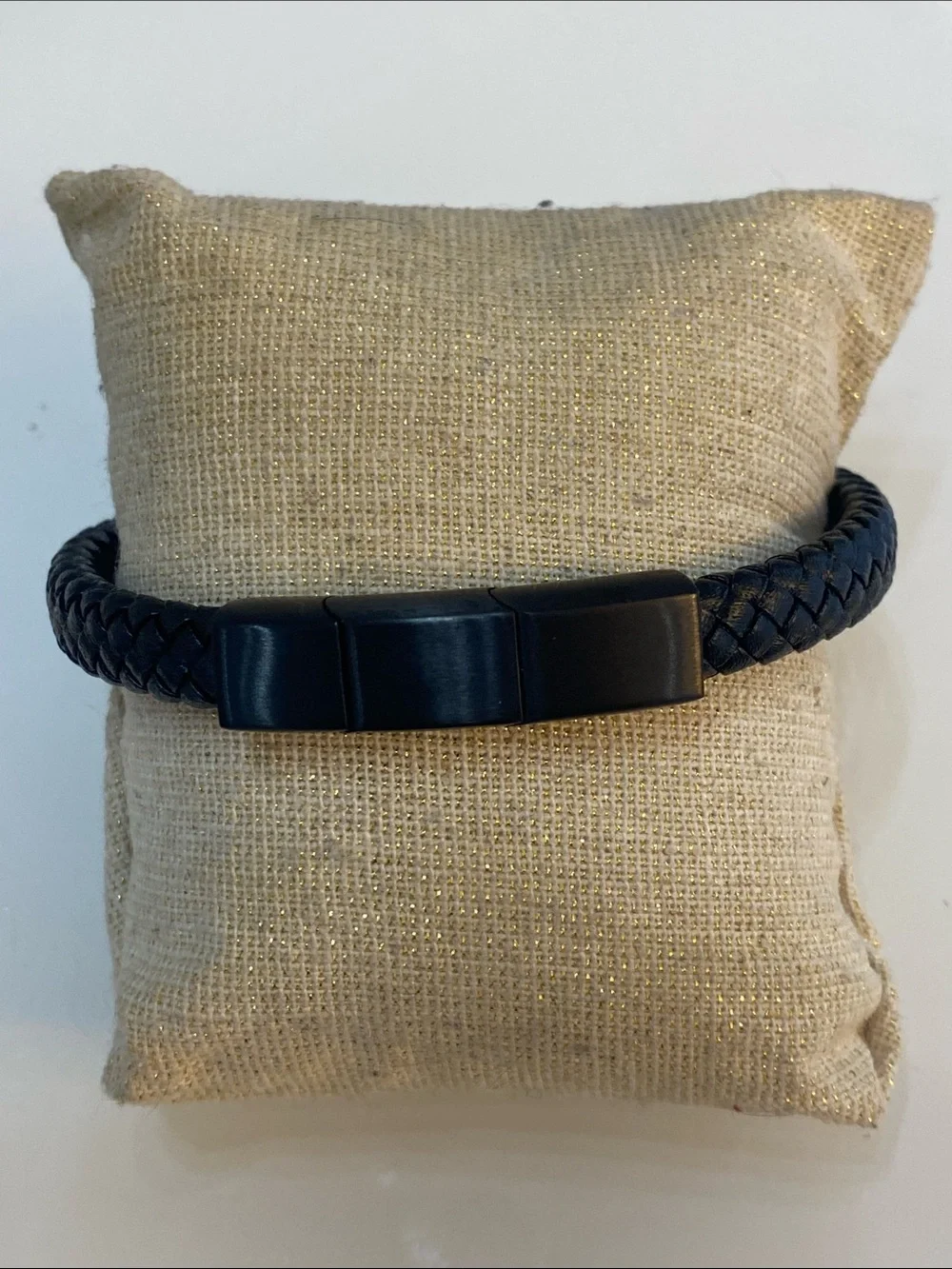 Forge & Foundry Black Braided Leather Bracelet